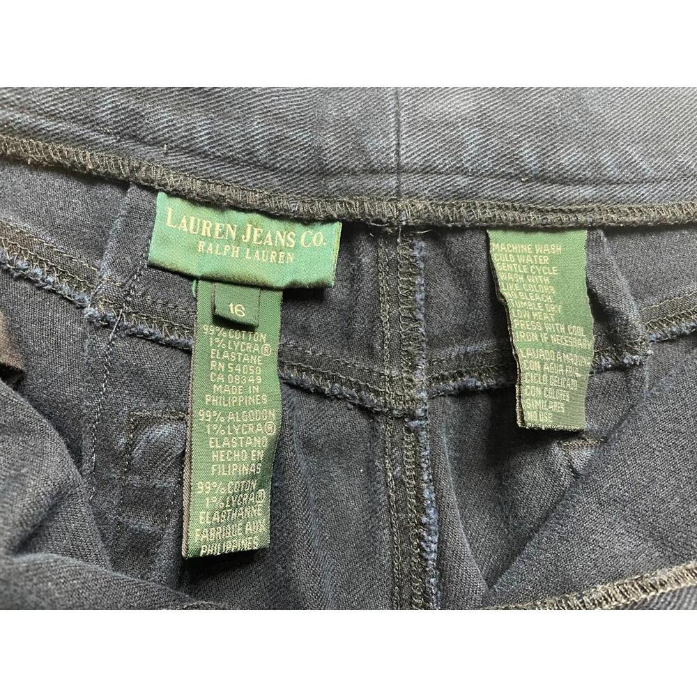 Lauren Jeans Ralph Lauren Indigo Dark Wash High Rise Straight Leg Denim 16 - Picture 4 of 5